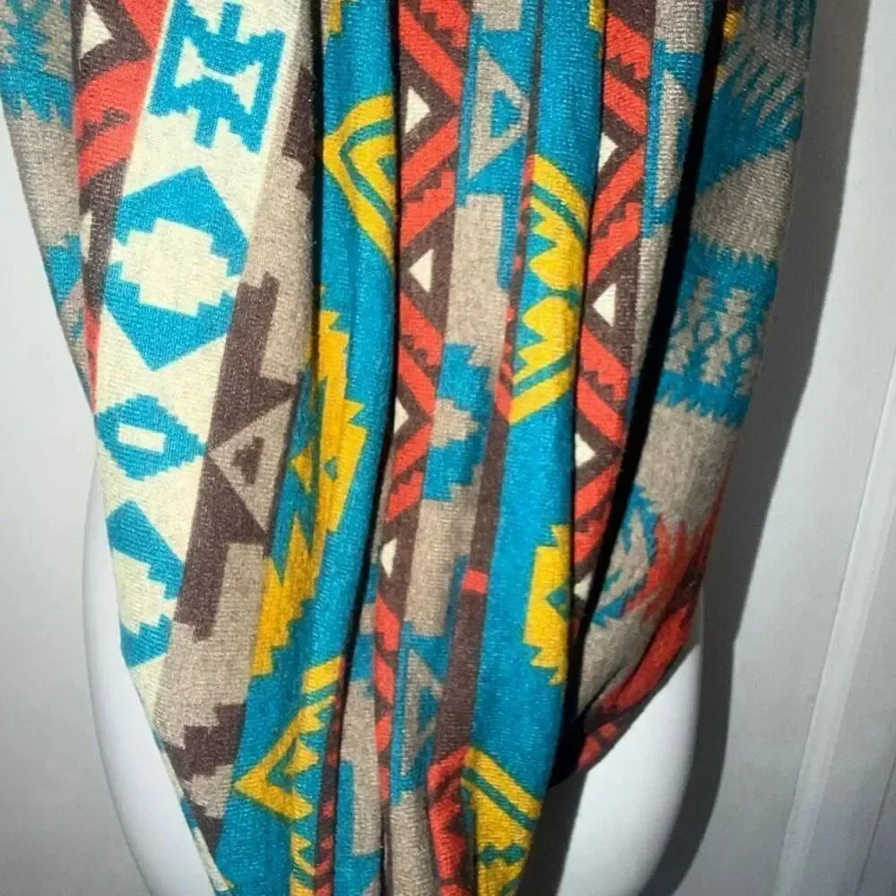 STOLEN SUNDAY Midweight Double Layer Tribal Print Infinity Scarf